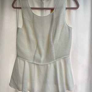 Catherine Malandrino cream peplum top. NWT. Size 8